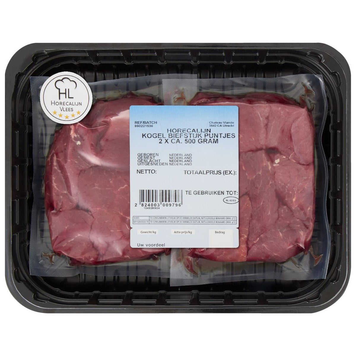 Horecalijn Beef Round steak tips 2 x 500 g
