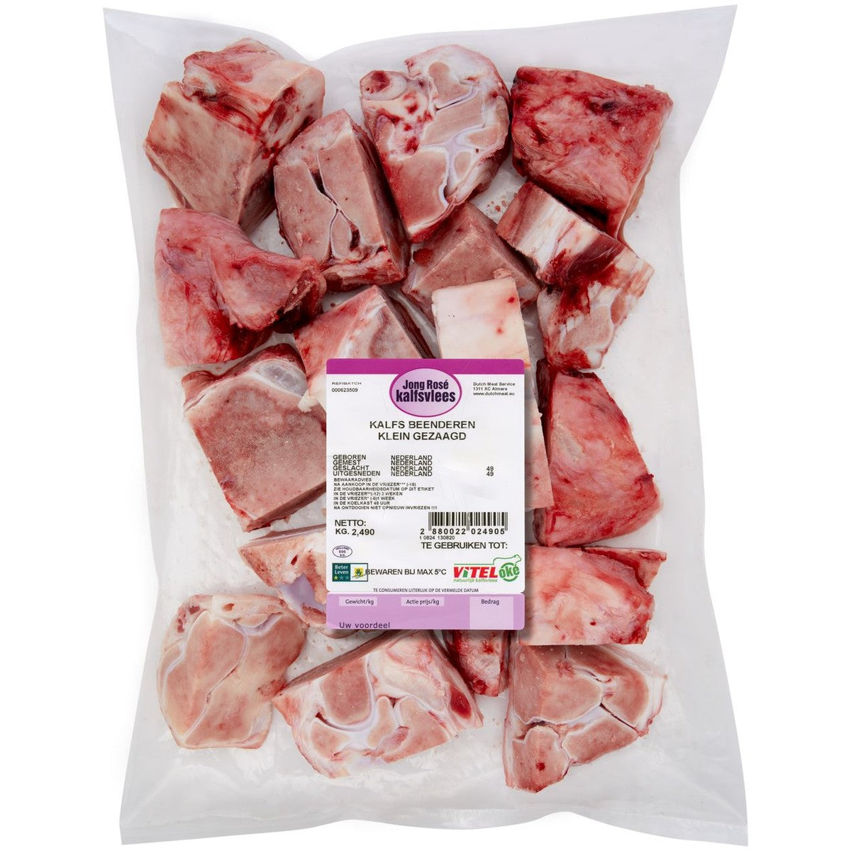 Dutch veal bones sawn pink approx. 2.5 kg (frozen)
