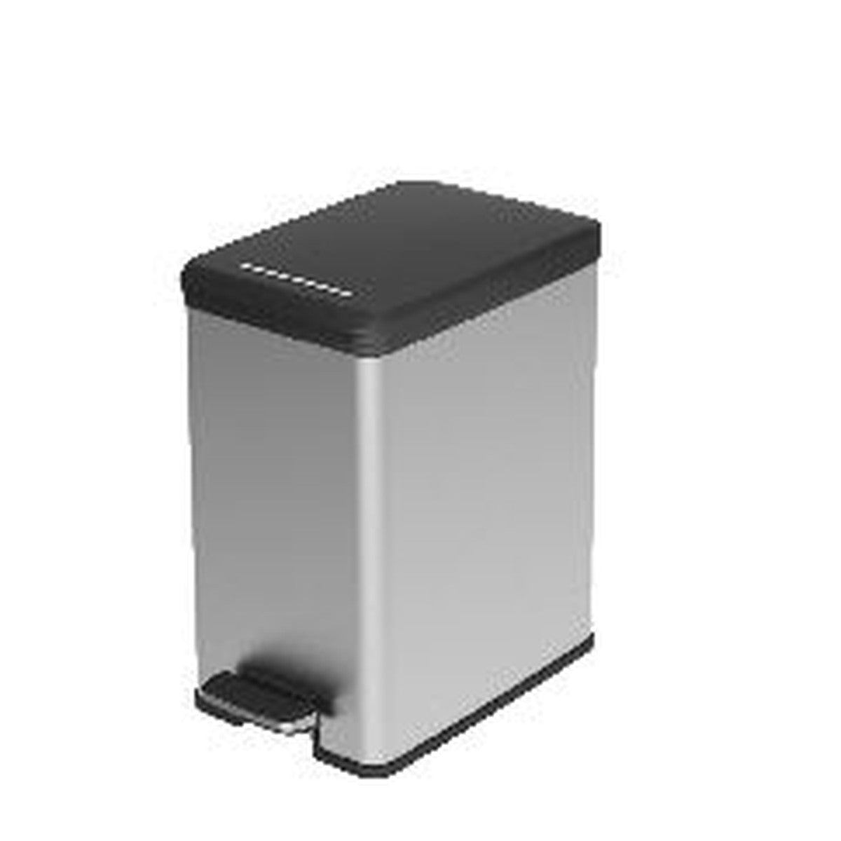CURVER Slim Bin 20L Square Plastic Black, Silver