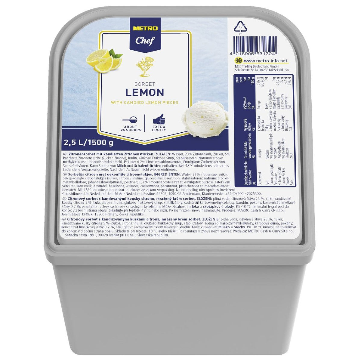 Sorbet ice cream Lemon 2.5 l