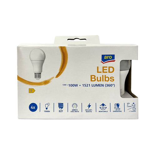 aro LED Lamp A60 13W 1521Lm E27 4000K 4 pieces