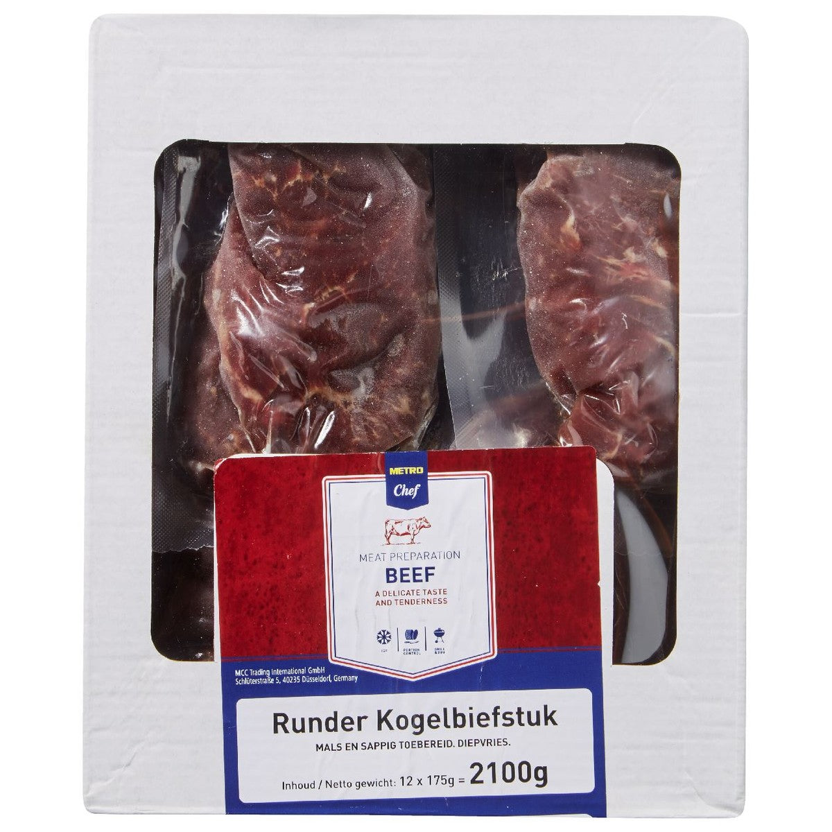 Frozen beef butt steak 12 x 175 g