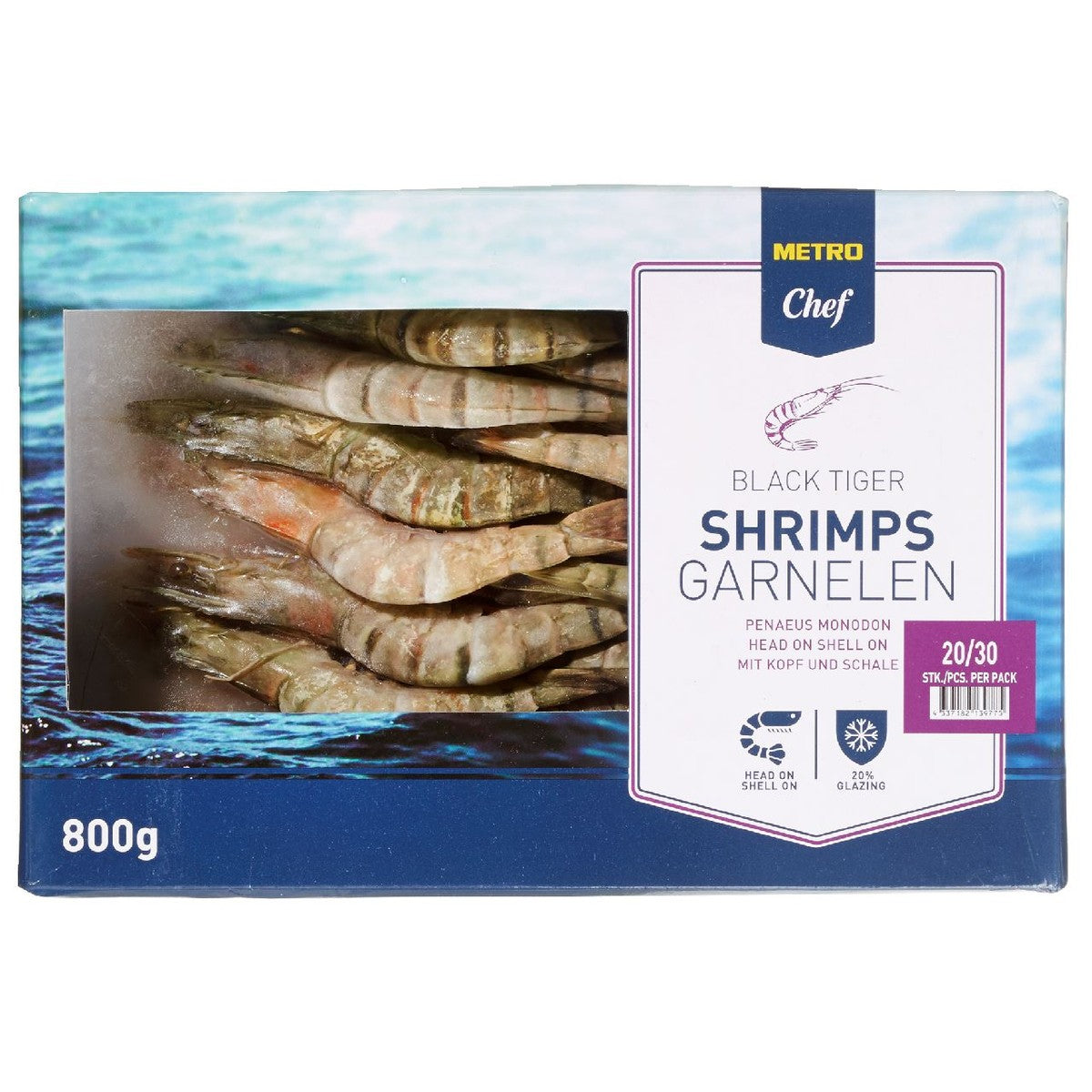 Black Tiger shrimp HOSO 20/30 800 g