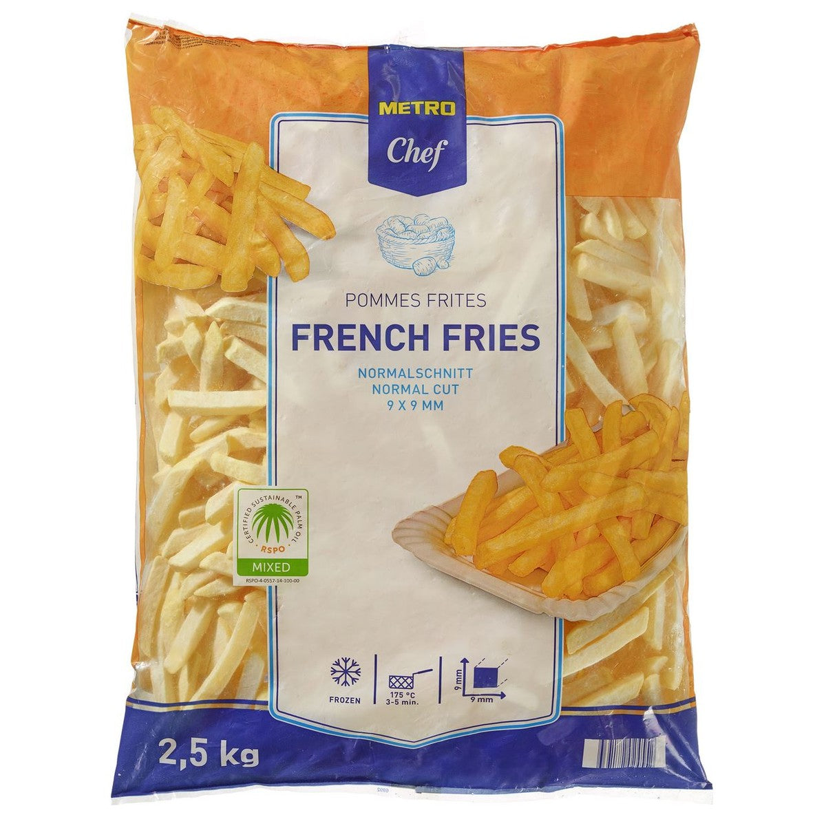 French fries 9 x 9 mm 2.5 kg