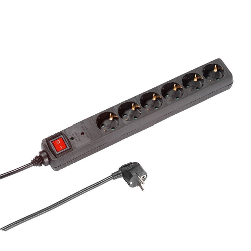 aro Power strip 6 black with switch