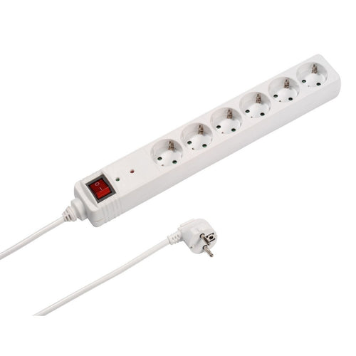 aro 6-way power strip with switch 5 m white