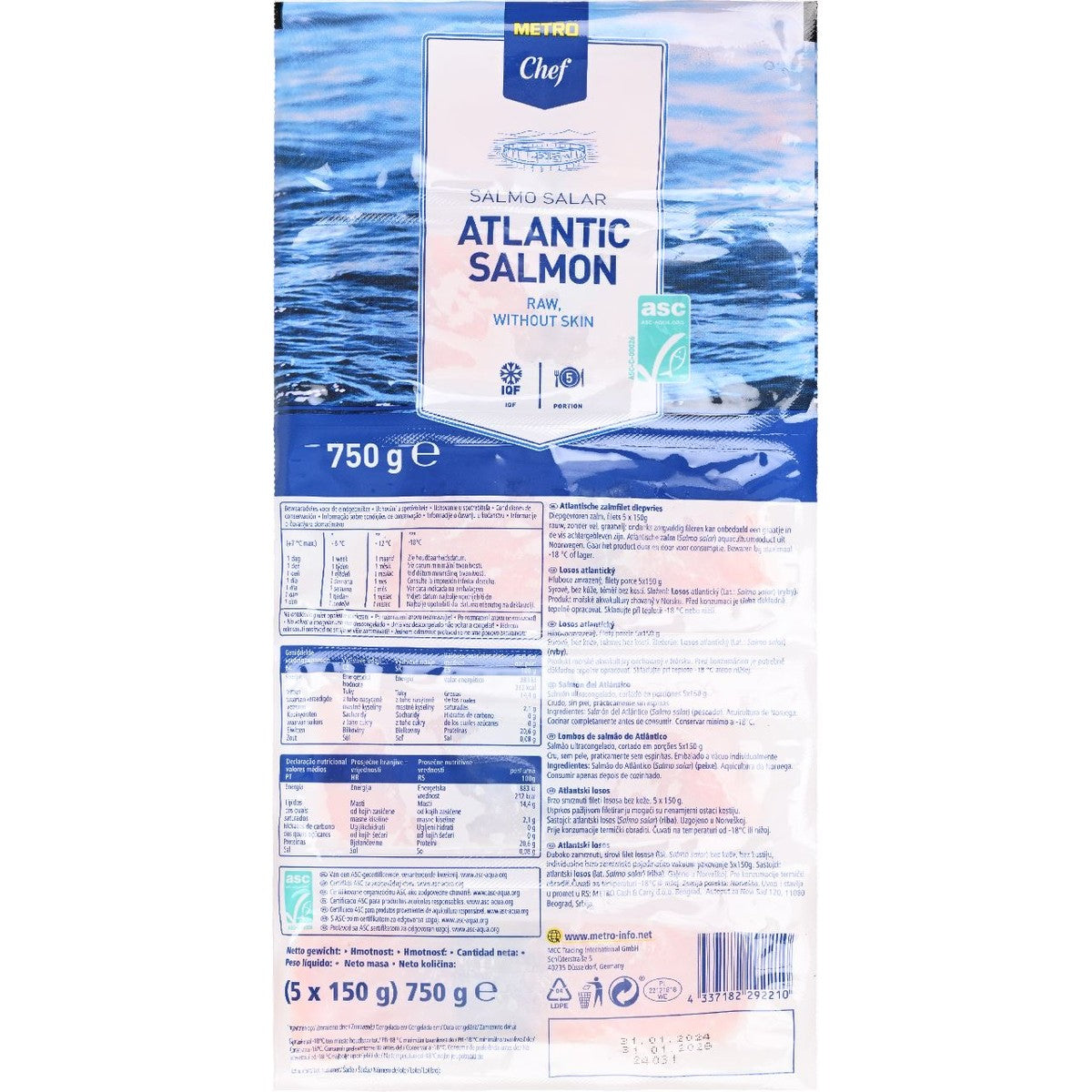 Salmon fillet 5 x 150g M/F ASC