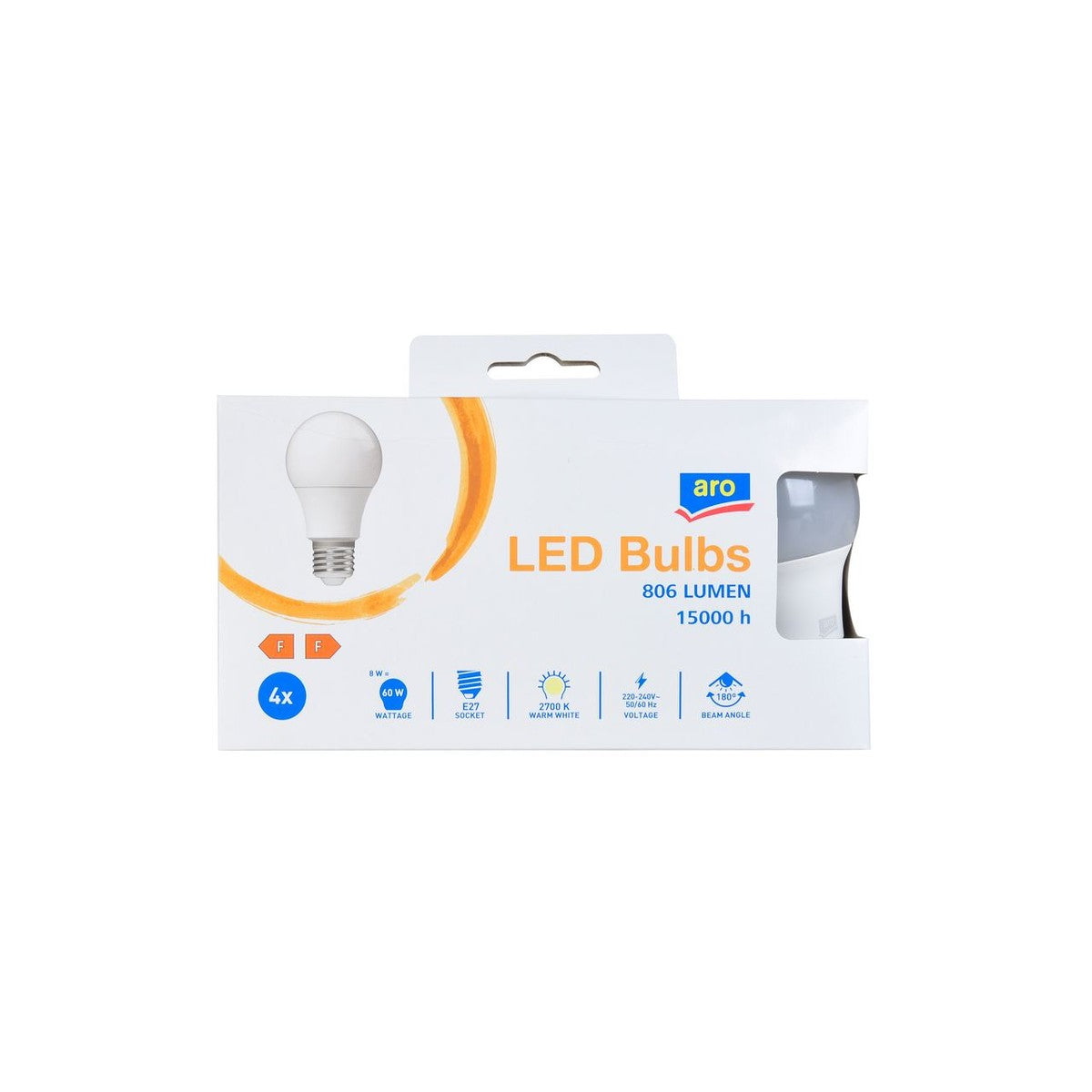 aro LED Lamp A60 8W 806Lm E27 2700K 4 pieces