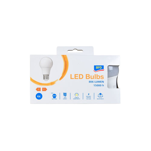 aro LED Lamp A60 8W 806Lm E27 2700K 4 pieces