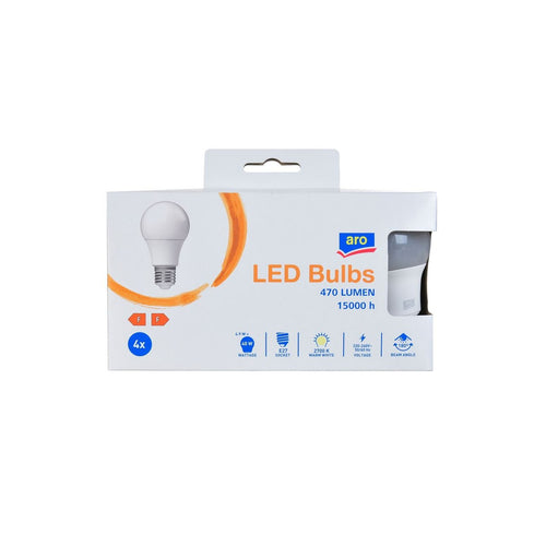aro A60 4.9W E27 2700K 4 pieces