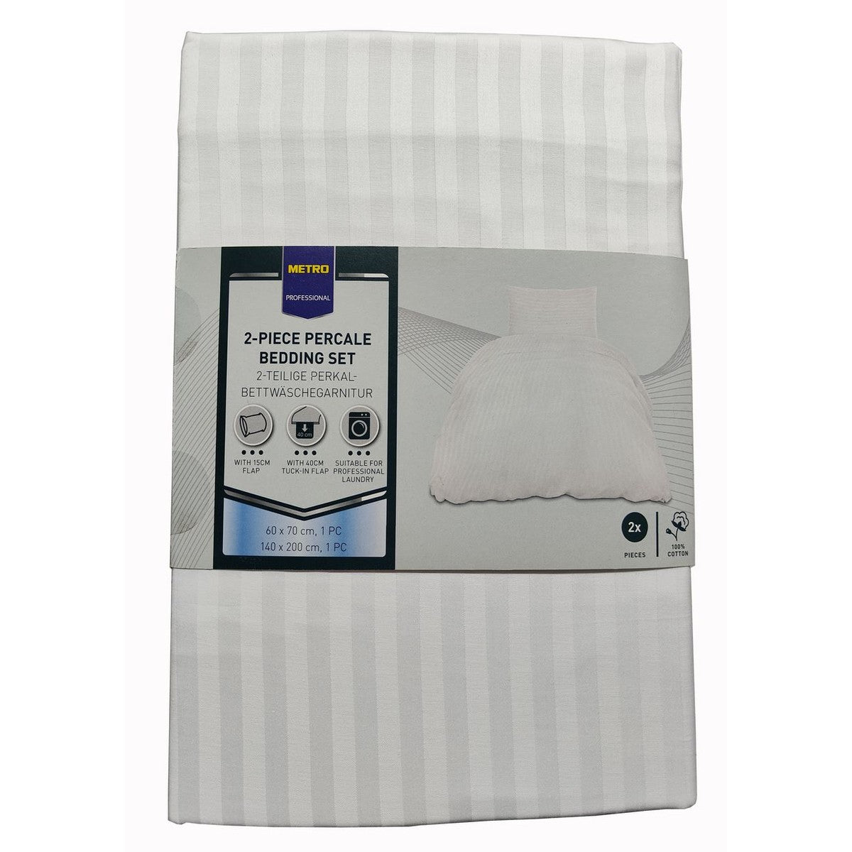 METRO PROFESSIONAL Duvet cover Satin Str White 140 x 200