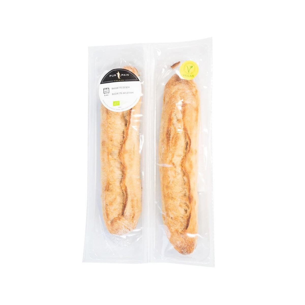 Pur Pain Bio Vegan baguette sourdough 2 x 190 grams