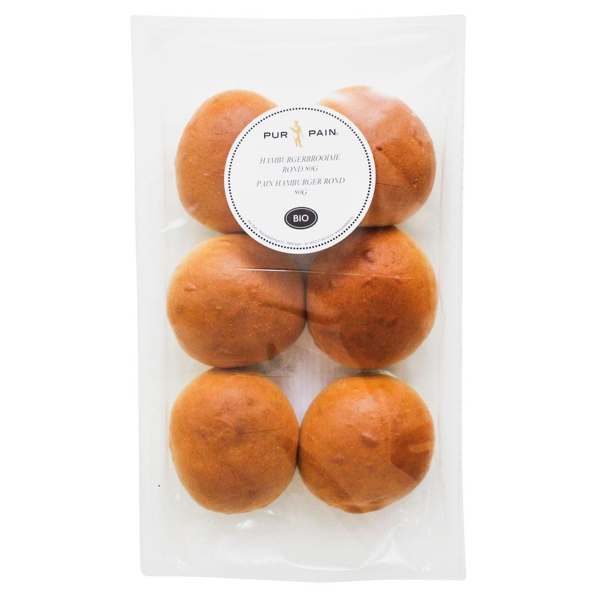 Pur Pain Bio Hamburger Bun natural round 6 x 80 grams