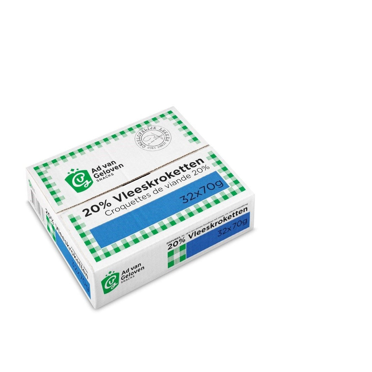 Ad van Geloven snacks 20% Meat Croquettes 32 x 70 g