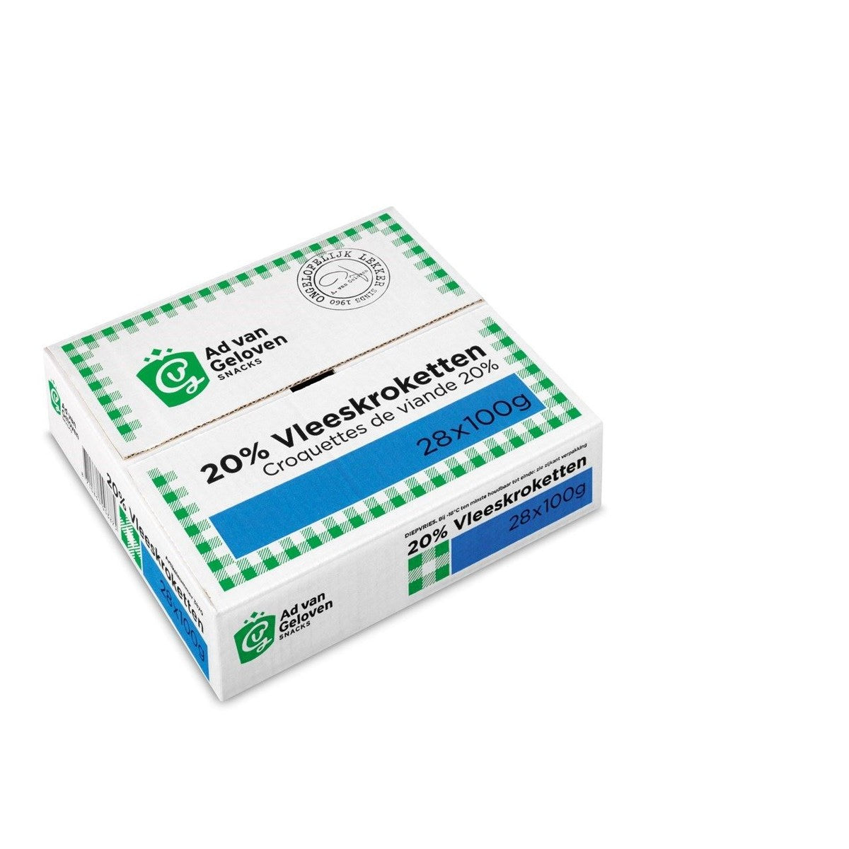 Ad van Geloven snacks 20% Meat Croquettes 28 x 100g
