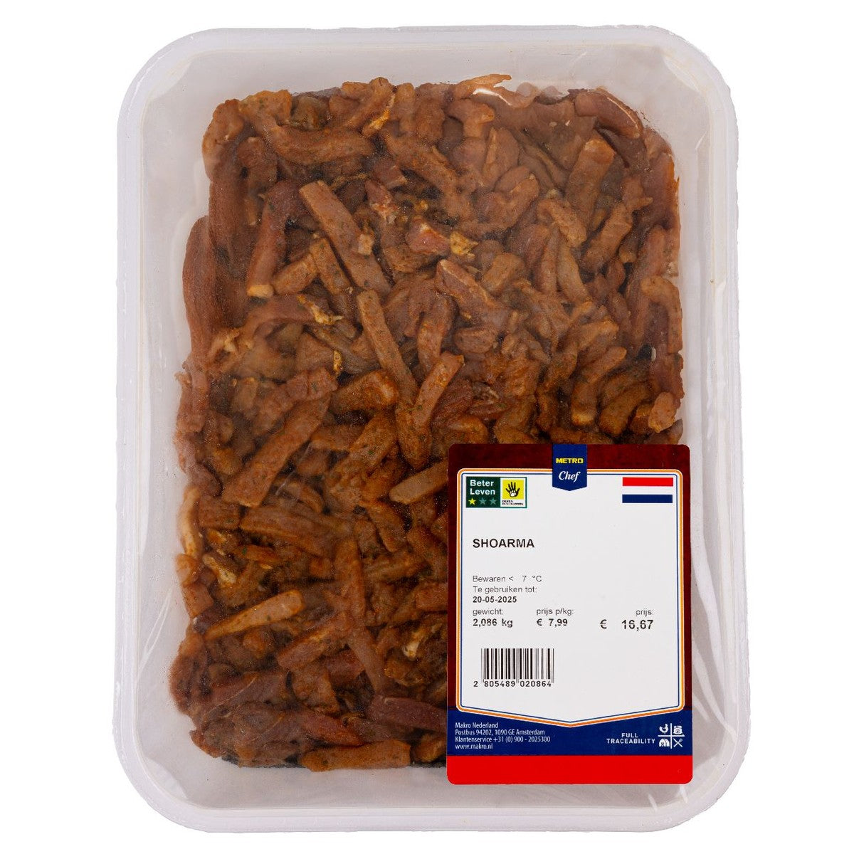 Shoarma strips Pig Better Life 1 star 2 kg fresh weight