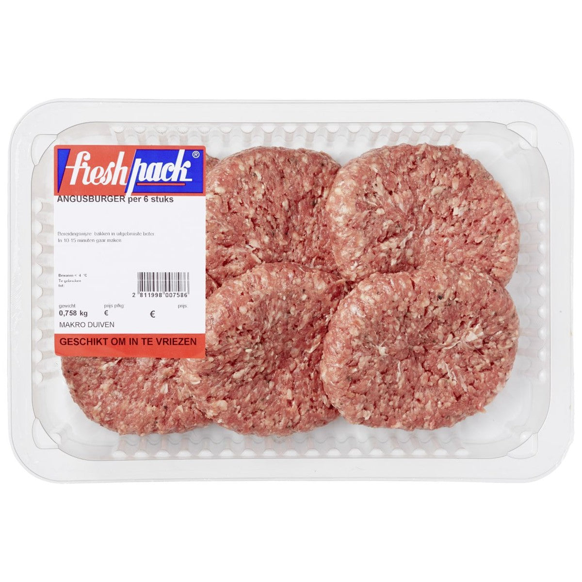 Black Angus Beef Hamburger 6 pieces 750 g