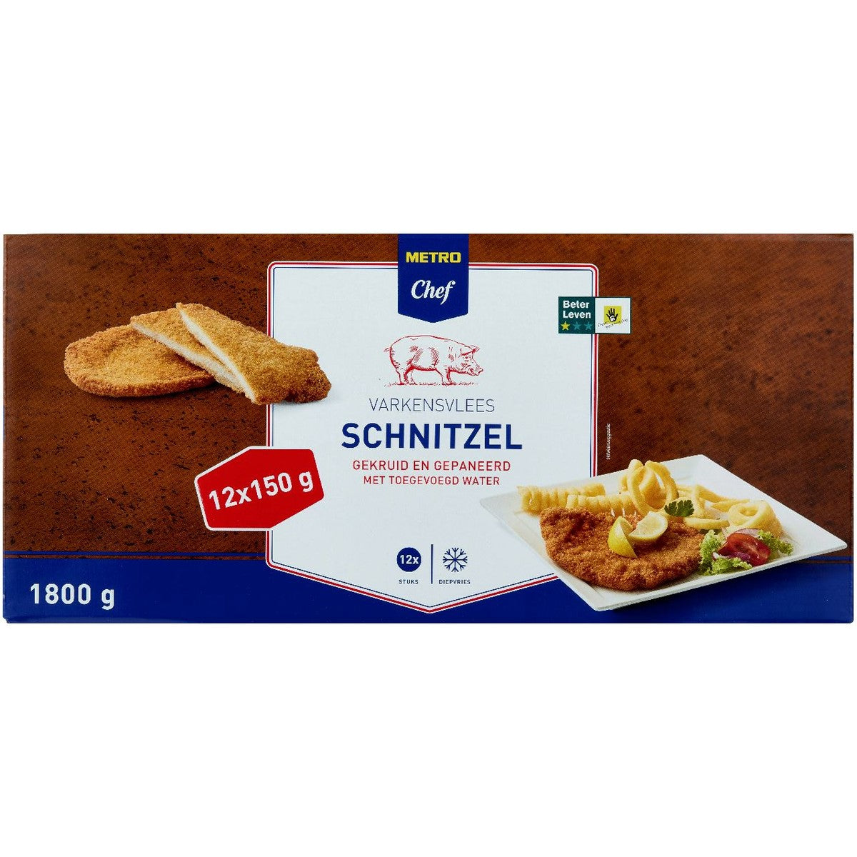 Frozen pork schnitzel Beter Leven quality mark 1 star 12 x 150 g