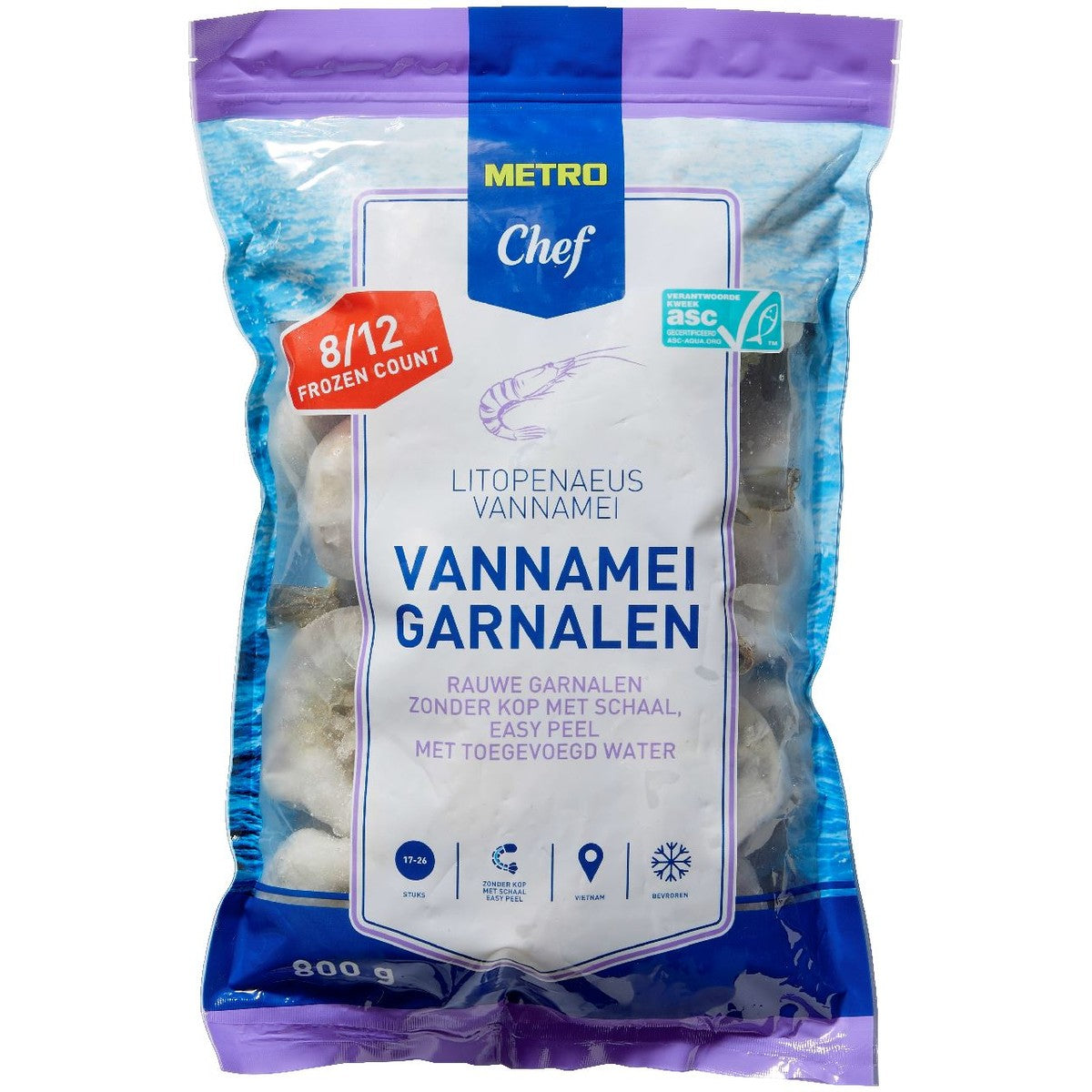 Asc Vannamei Hlso Ezp 8/12 800 g
