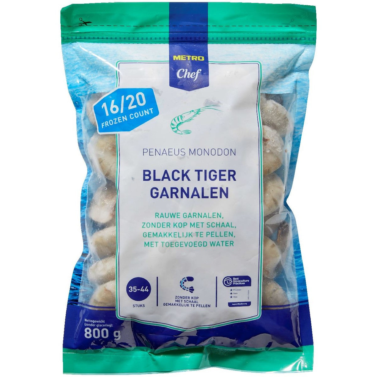 Black Tiger Shrimp head-less/shell-on 16/20 800 g