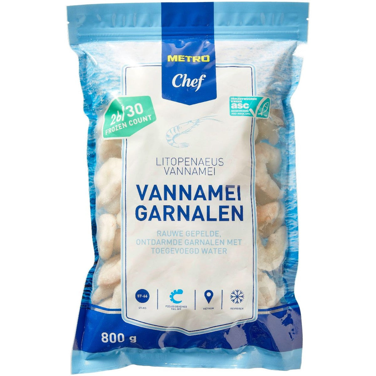 ASC Vannamei peeled and deveined 26/30 800 g