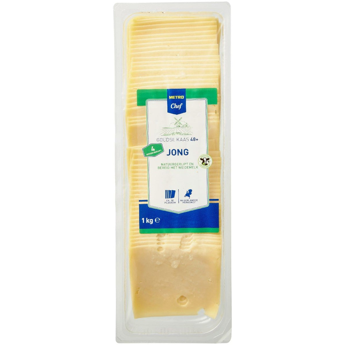 Young Gouda cheese slices 1 kg