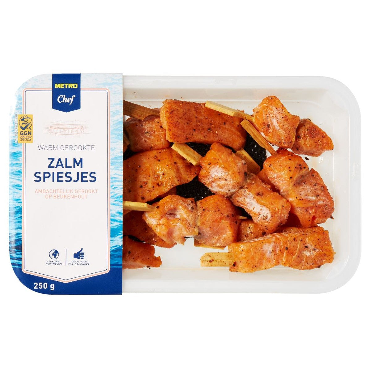 Hot Smoked Salmon Skewers 250 g Map