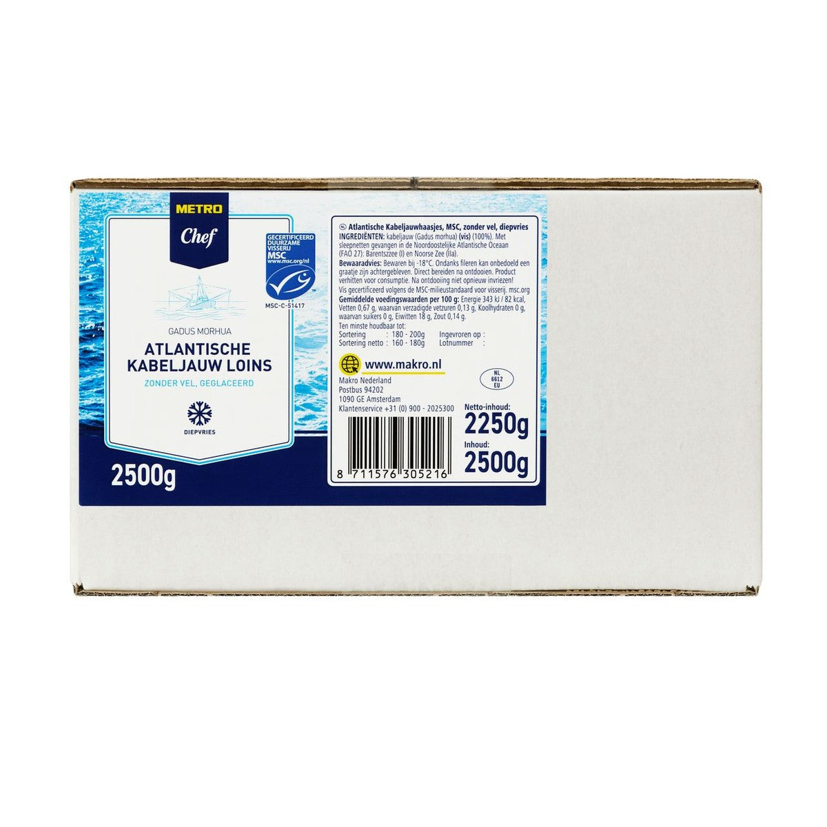 MSC Cod loins sorting 180-220 g 2.5 kg