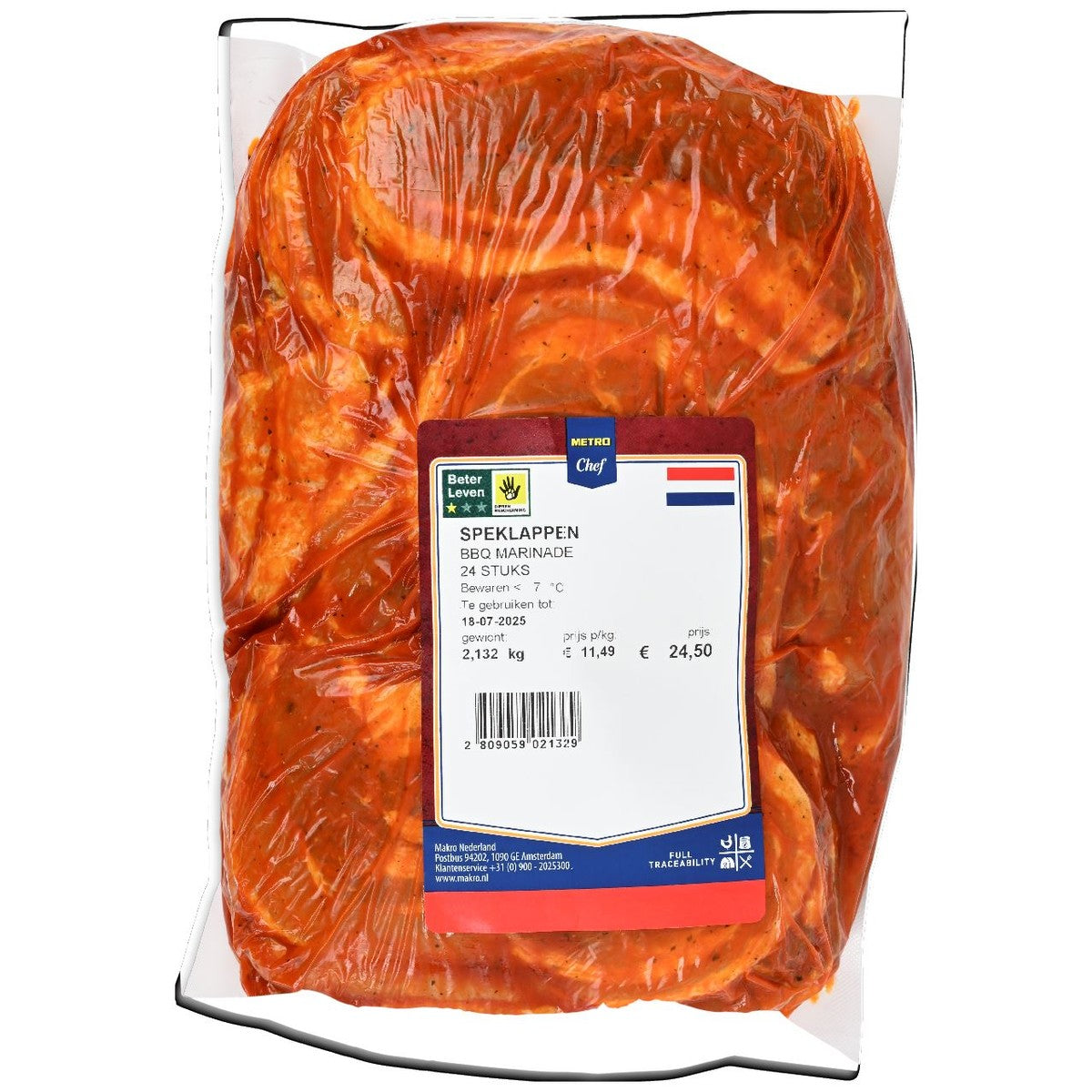 Pork bacon Smokey Beter Leven 1 star 24 pieces fresh weight
