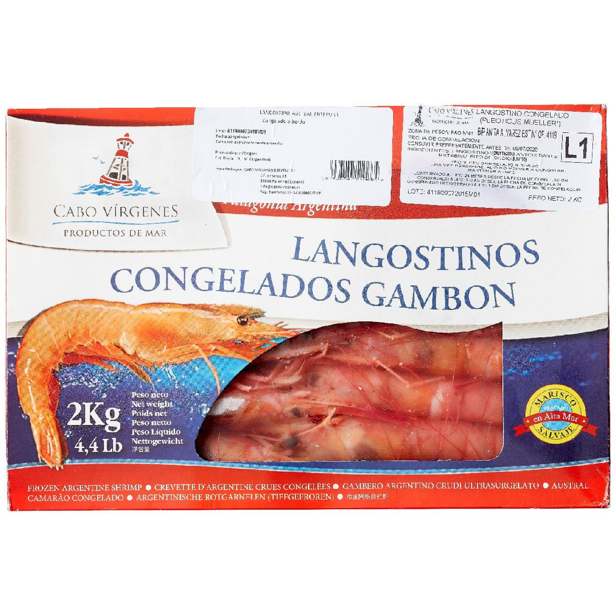 CABO VIRGENES Raw shrimps wild hoso no. 1 1.6 kg