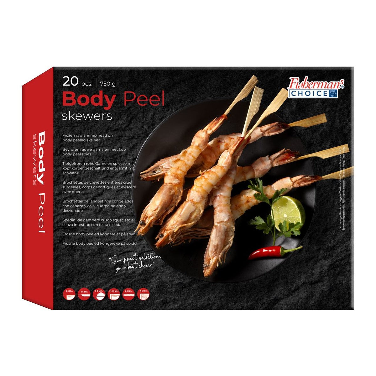 Fisherman's Choice Blacktiger Body peel skewer 16/20 1 kg