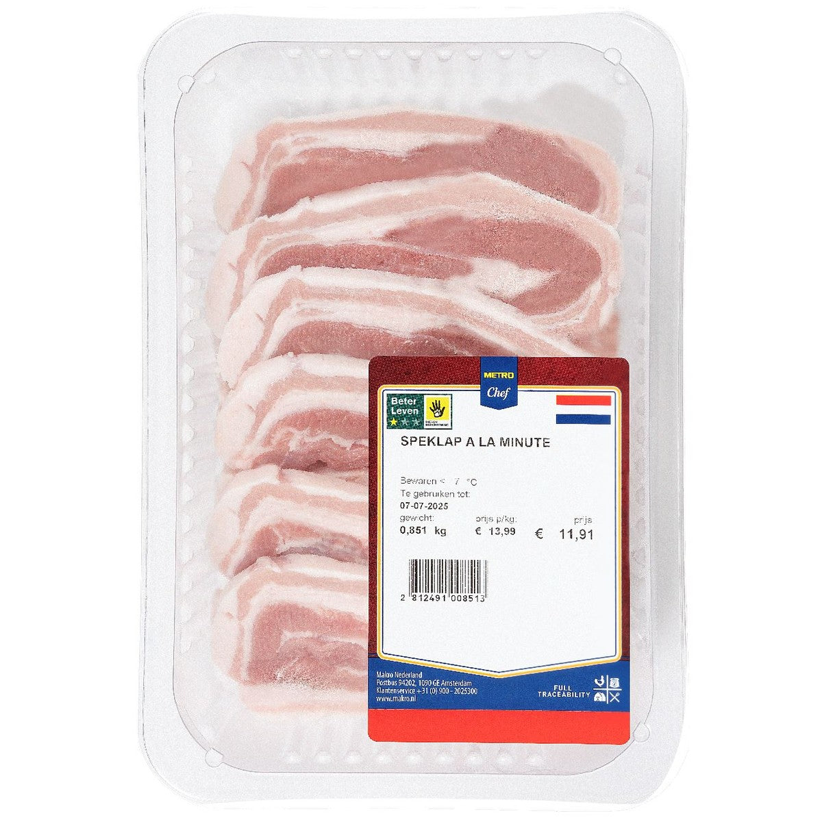 Pork bacon a la minute Beter Leven 1 star 12 pieces fresh