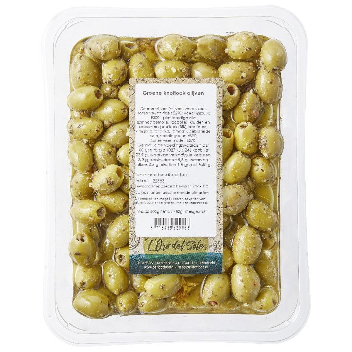 L'Oro del Sole Green Olives with garlic 600 g