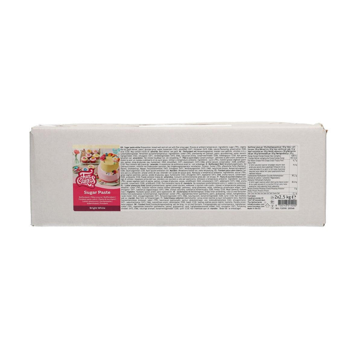 FunCakes Rolled Fondant Bright White 5 kg (2x2.5 kg)