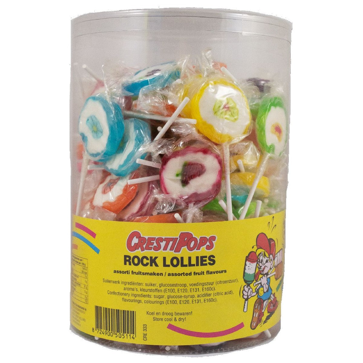 Crestipops Rock Lollies Assorted Fruit 120 pieces 1.5 kg