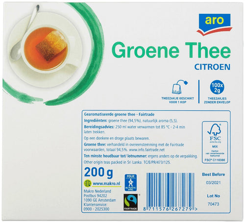 aro Green Tea lemon without envelope 100 x 2 g
