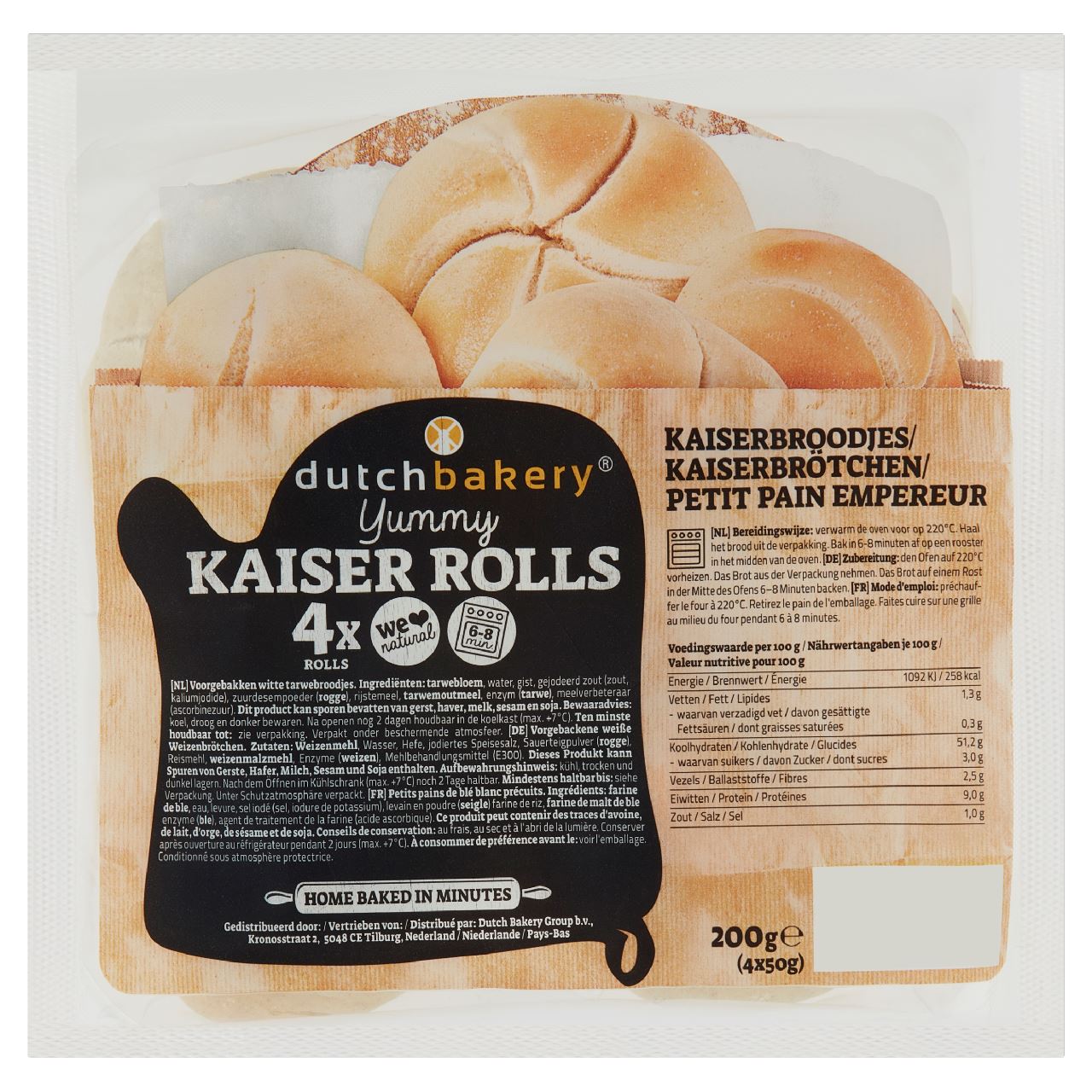 Dutch Bakery Yummy Kaiser Rolls 4 x 50 g
