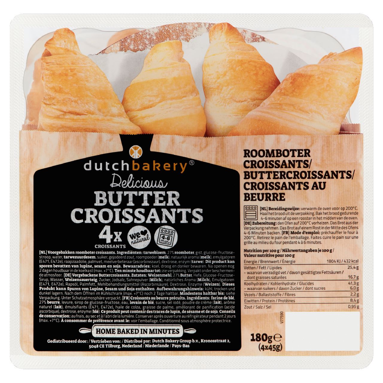 Dutch Bakery Delicious Butter Croissants 4 x 45 g