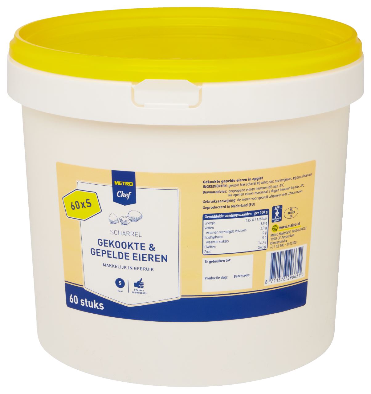 Free-range eggs, peeled class S, 60 pieces
