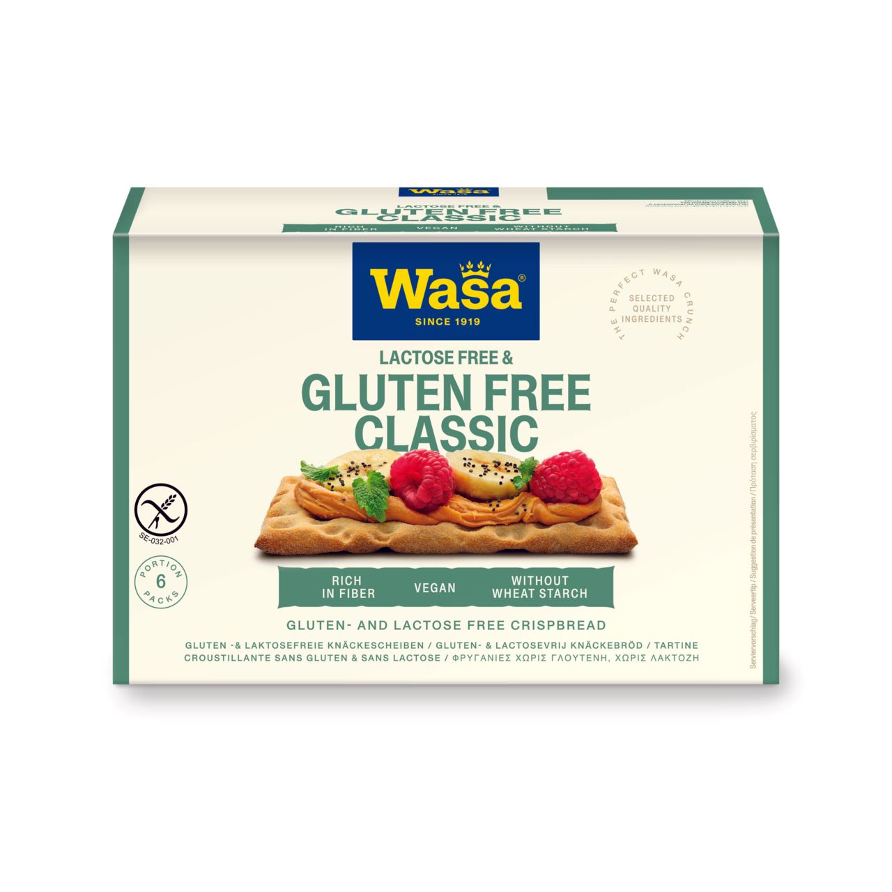 Wasa Lactose Free & Gluten Free Classic 6 Portion Packs 240 g Box