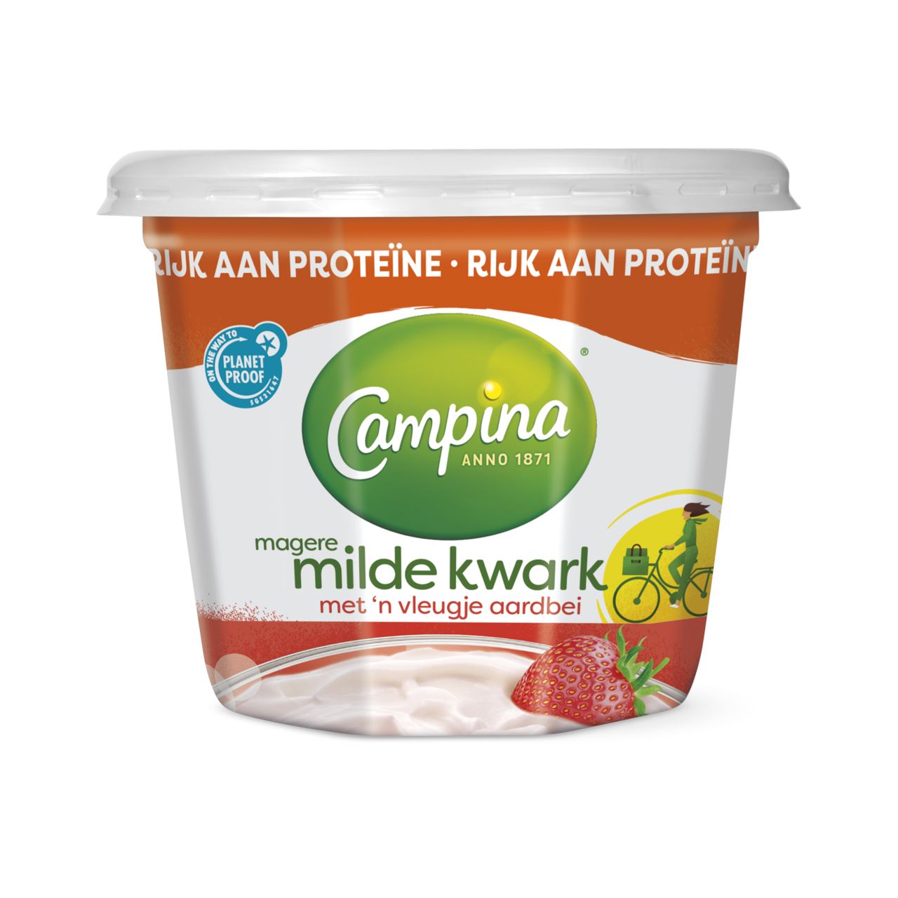 Campina low-fat cottage cheese with a hint of strawberry 500 g