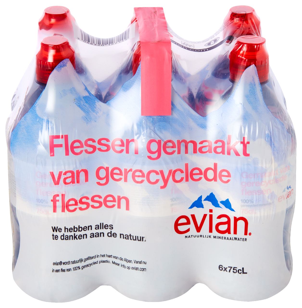 evian Sportscap 100% rpet 6 x 75 cl