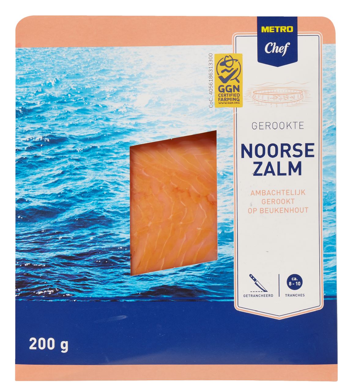 Smoked Norwegian salmon diagonally sliced ​​200 grams