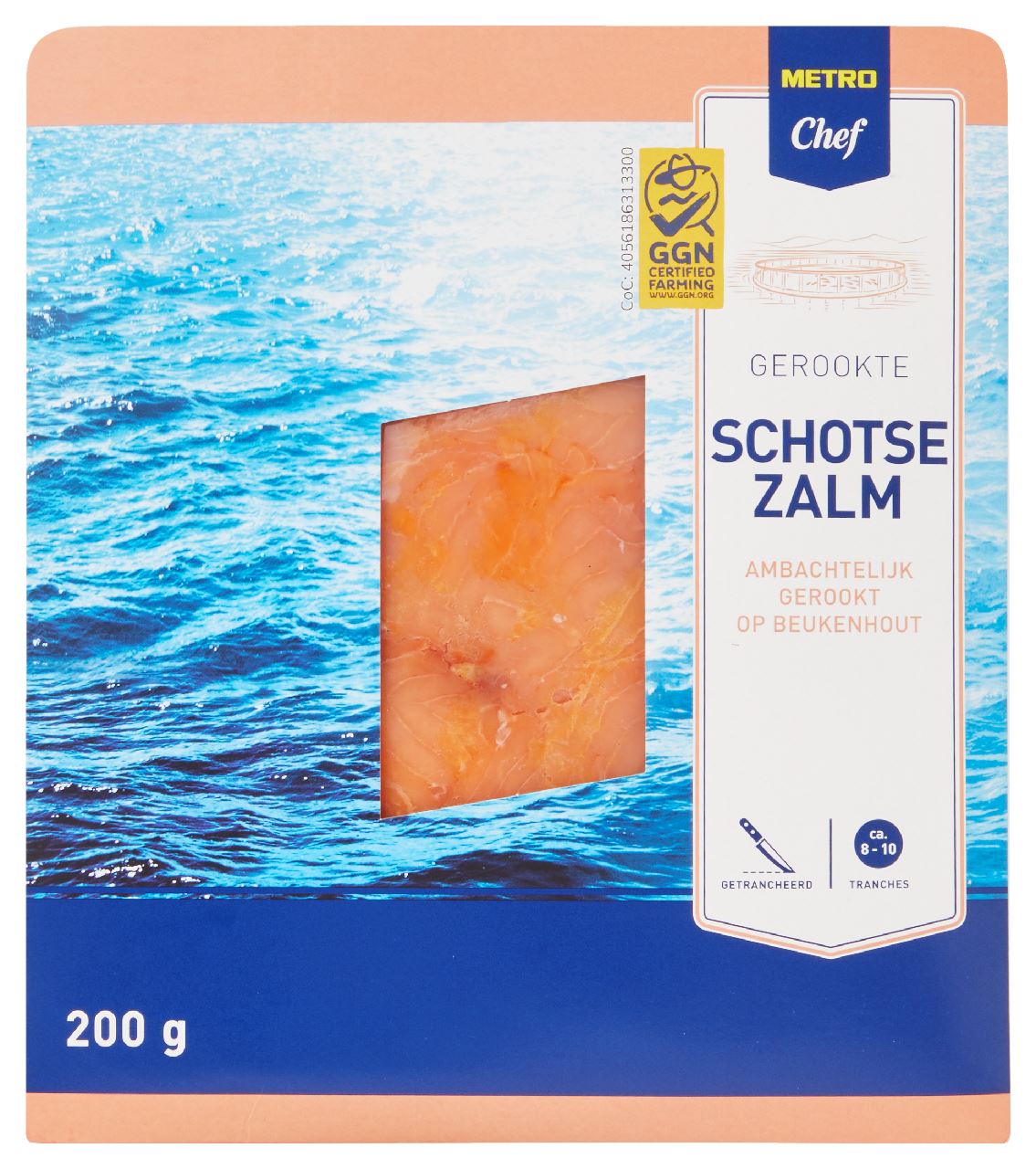Smoked Scottish salmon diagonally sliced ​​200 grams