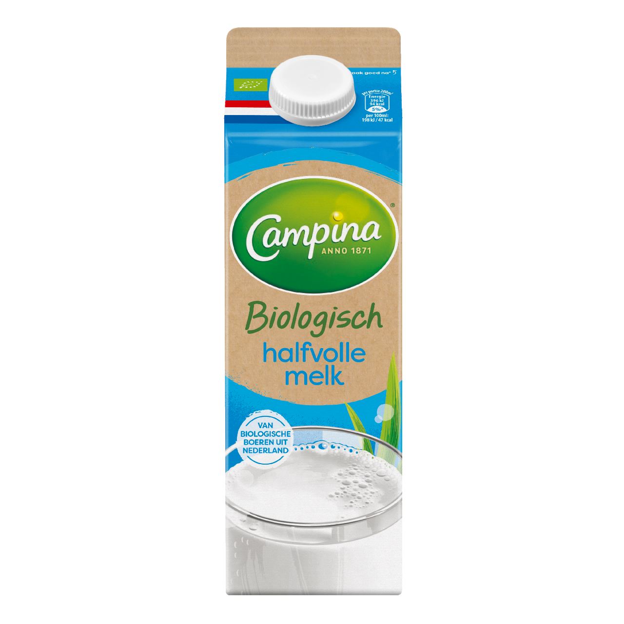 Campina Milk Organic Semi-skimmed 1 l Pack with tip