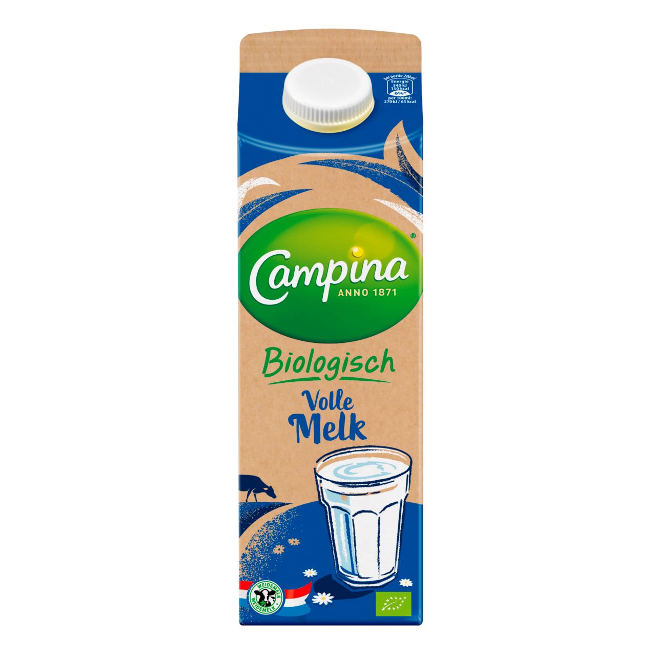 Campina Milk Organic Whole 1 l Pack with tip