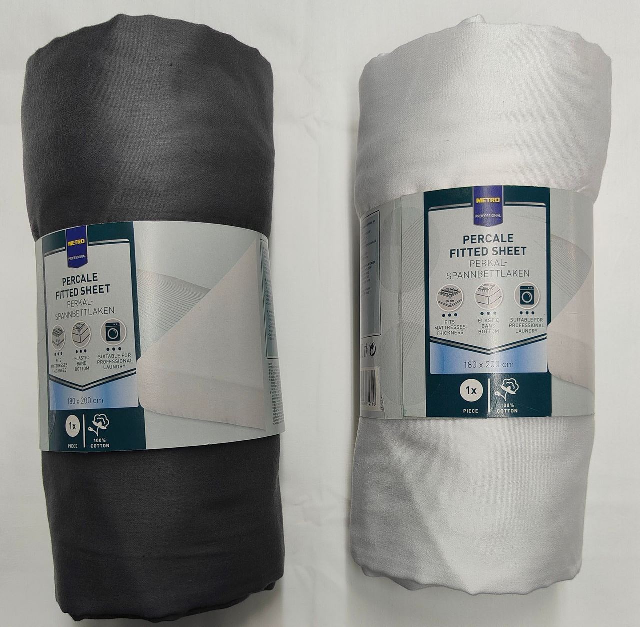 METRO PROFESSIONAL Fitted Sheet Percal White 180X200