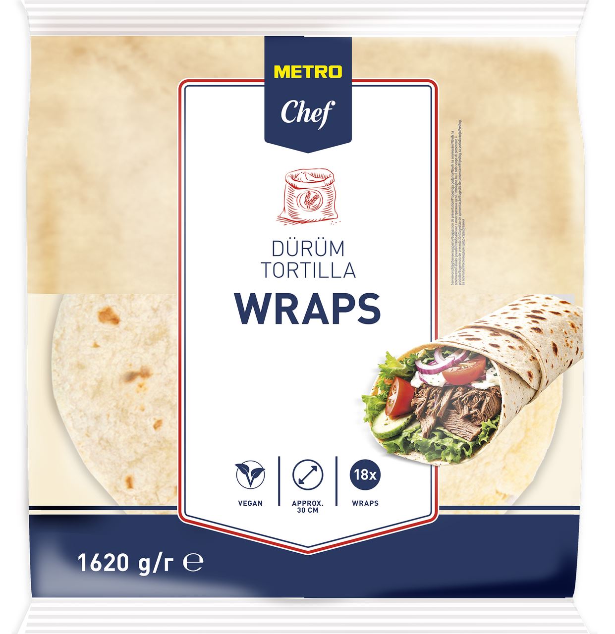 Tortilla wrap Durum 30 cm 18 pieces 1.62 kg