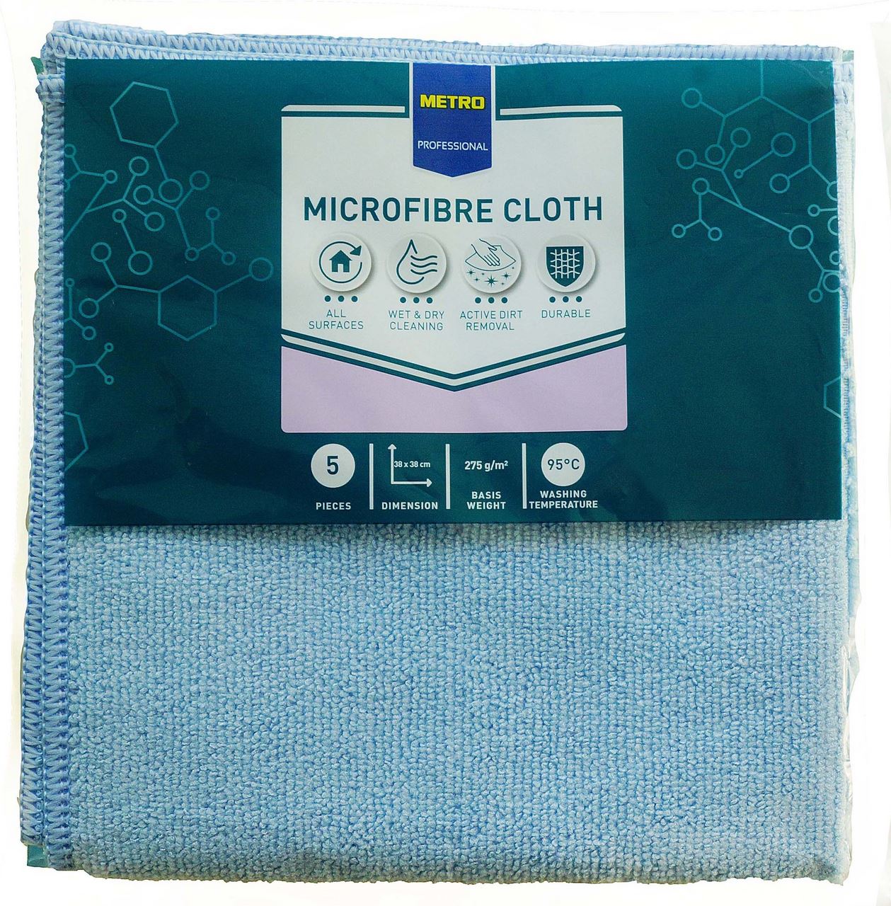 METRO PROFESSIONAL Microfibre cloth blue 5 pieces